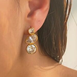 Classic Diamond Crystal Gold Earrings – Multi-Cut Crystal Statement Jewelry